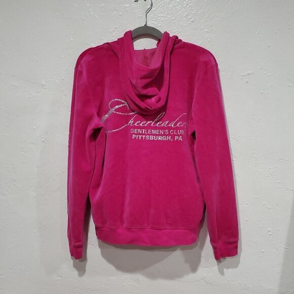 Y2K 2 Piece Hot Pink Stripper Gentleman's Club Employee Velour Tracksuit Size M - Picture 9 of 13